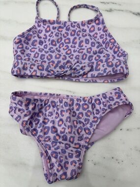 Wonder Nation size 4/5 Lilac Leopard Print Two-Piece Swim Set.  Like new